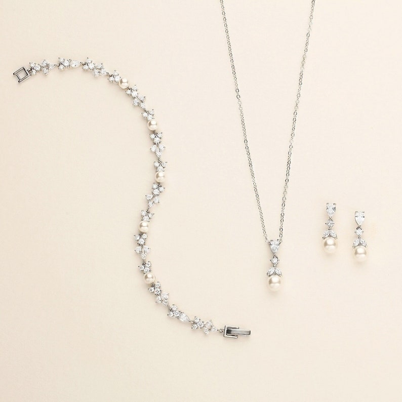 pearl wedding jewelry set