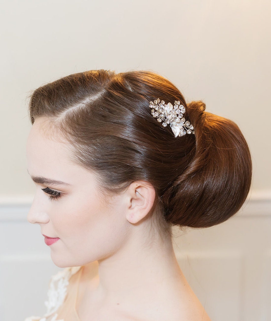 Rose Gold Leaf Hairpin Crystal Rose Gold Wedding Hair Pin Etsy