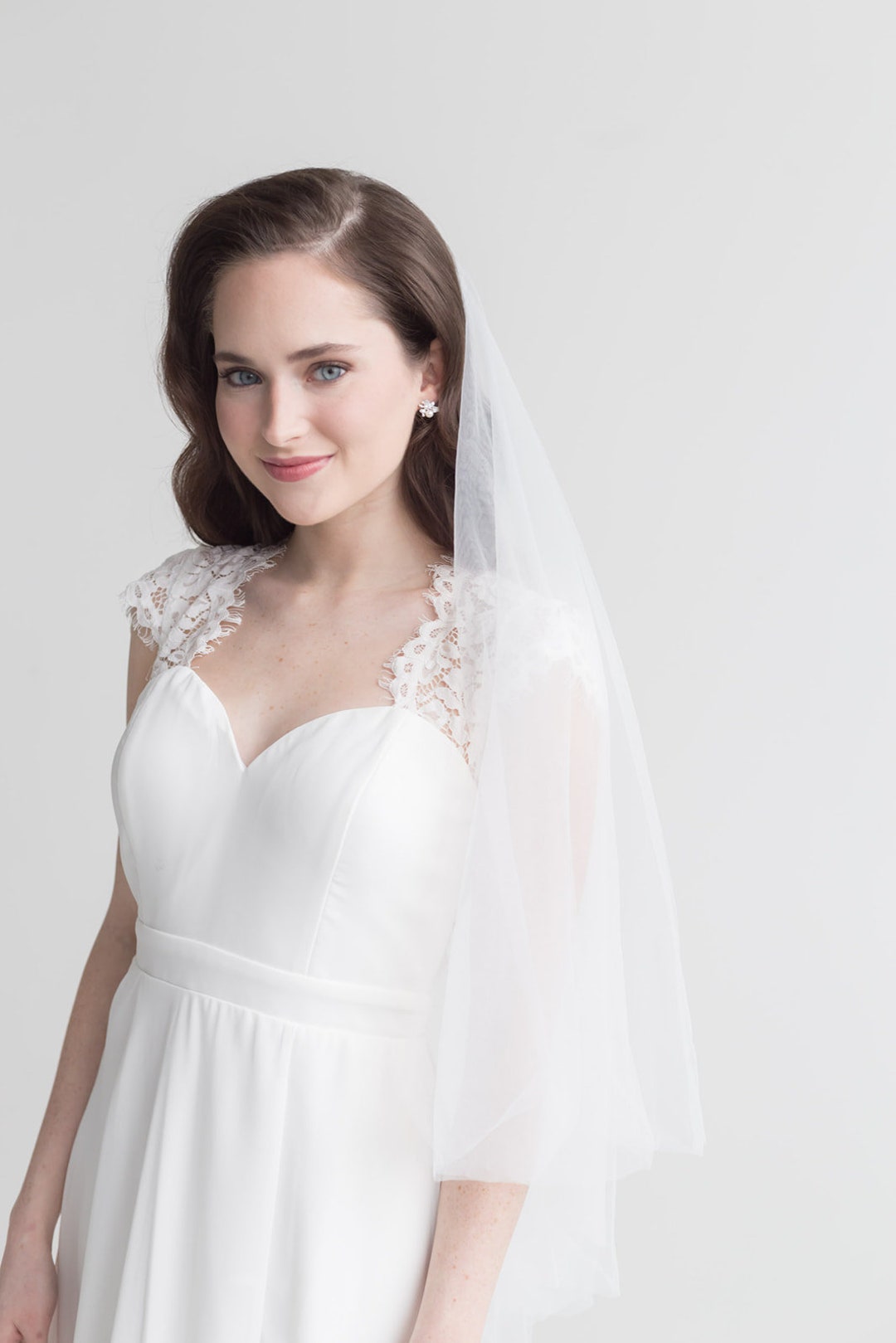 Fingertip Veil With Blusher, Double Layer Veil, Fingertip Veil, Chapel