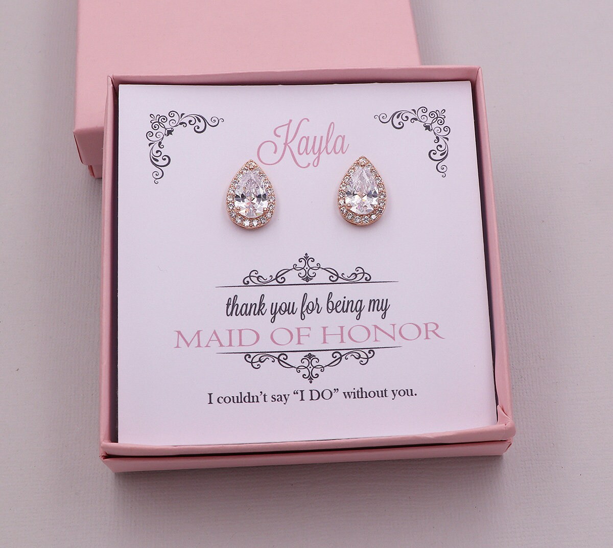 Bridesmaid Earrings Rose Gold, Bridesmaids Gift, Bridesmaid Stud Earr…
