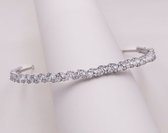 Wedding Headband Silver, Cubic Zirconia headband, wedding headpiece, wedding tiara, Savannah Silver Wedding Headband