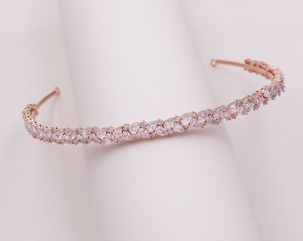 Rose Gold Wedding Headband, Cubic Zirconia wedding headband, wedding headpiece, wedding tiara, Savannah Rose Gold Wedding Headband