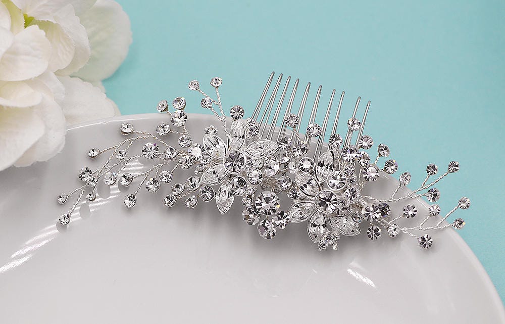 Crystal Comb, Large Wedding Hair Comb, Handmade Wedding Comb, Crystal…