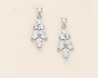 Bridesmaid Earrings, Bridesmaid Jewelry, Silver Bridesmaid Jewelry Gift, Leaf Drops Bridesmaids Earrings