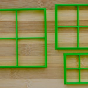 Square Cookie Cutter with four internal squares - Baking tool - Tessellation with four squares - Mosaic effect  -  Cookie cutter Multi-Size