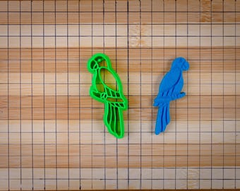 Parrot Cookie Cutter - Big Colorful 3D Parrot Sitting on tree - Budgie - Budgerigar - Tropical Paraquet