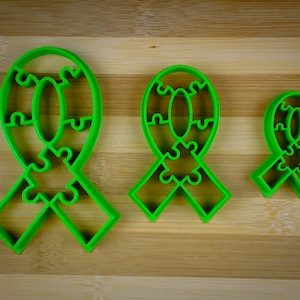 Awareness ribbon puzzle full cut - Autism Awareness Ribbon - Cookie cutter Multi-Size
