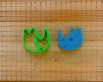 Happy Rhino Cookie Cutter - Smiling Rhinoceros in lake - Zoo - Multi-Size