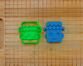 Frankenstein Kid Face Cookie Cutter – Halloween Baby Monster Fondant Biscuit Cutter