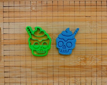 Skull Cup Cookie Cutter – Halloween Coffee Drink with Whipped Cream – Spooky Baking Cutter – Multi-Size