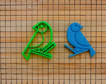Bird on Branch Tree Cookie Cutter - Colorful little Bird Singing and Sitting - Baking Tool