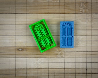 House door 2 - Front wooden entrance with window - Cookie cutter Multi-Size