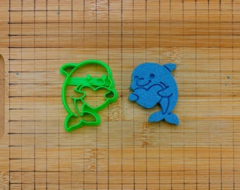 Dolphin jumping with heart Cookie Cutter - Love Aquatic mammal - Speedy animal  - Multi-Size