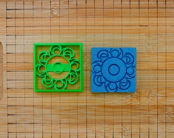 Square Floral Tile Cookie Cutter - Mosaic Square Effect - Arabesque - Moroccan Design - Multi-Size