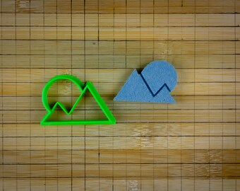 Sunset Over Mountains Cookie Cutter - Mountain Range Sun - Nightfall - Twilight - Dusk