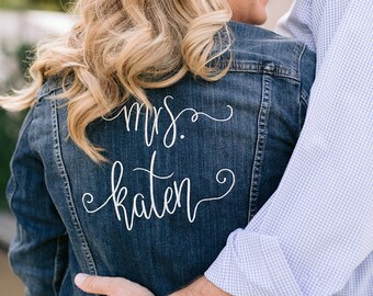 Personalized Bride Denim Jacket: Embroidered Bridal Jean Jacket
