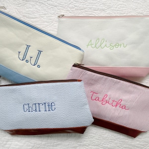 Monogrammed Canvas Make-Up Bag | Personalized Gifts | Gift for Teen | Custom Gift | Tennis Team Gift | Golf Accessory Pouch | Gift for Her