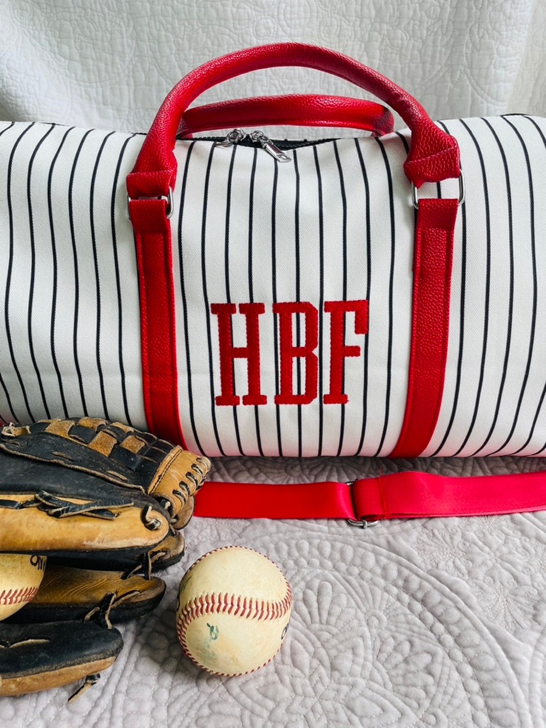 Baseball Duffle Bag Monogrammed Overnight Bag Personalized Weekender