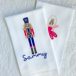 Embroidered Nutcracker Ballet Guest Towels | Personalized Christmas Gift