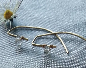 Herkimer diamond earrings, Christmas gift for her, for wife, for girlfriend, April birthstone minimal earrings, simple dainty  jewellery
