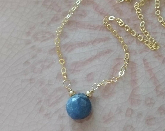 Blue sapphire necklace in 14k gold fill chain, delicate gemstone jewelry, September birthstone gift for her, blue gem necklace, understated