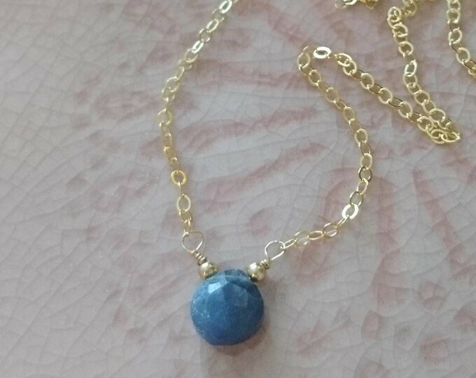 Blue sapphire necklace on 14k gold fill chain-delicate gemstone jewelry-September birthstone gift for her-blue gem necklace-minimal style