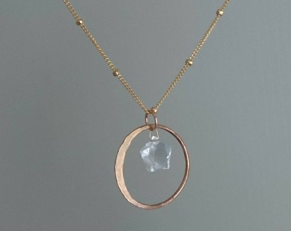 Crescent moon and crystal star necklace in 14k gold fill, dainty jewellery, celestial pendant, Christmas gift for her