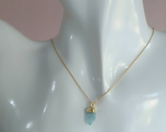 Raw aquamarine necklace, personalised