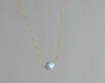 Large baroque pearl necklace in 14k gold fill, June birthday gift for her