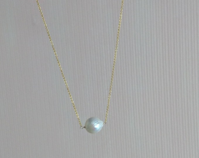 Large baroque pearl necklace in 14k gold fill, June birthday gift for her