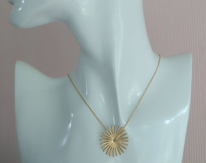 Gold sunburst pendant, 14k gold fill necklace with sun charm