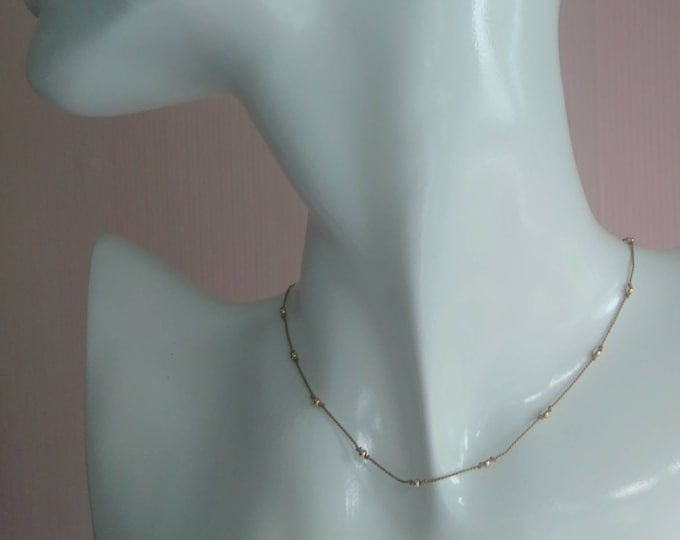 Cord necklace with gold beads, 14k gold beads jewellery, minimal layering