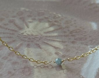 Raw Diamond Necklace: Gold Fill Chain, April Birthstone Jewelry