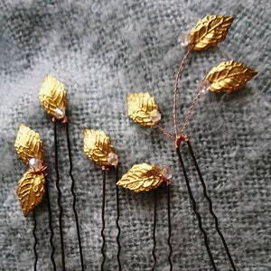 Gold leaf hair pins, goddess hair grips, goddess costume, summer party, goddess wedding, gift for her,