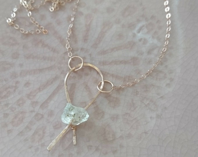 Rough opal pendant on 14k rose gold filled chain, October birthstone gift for her