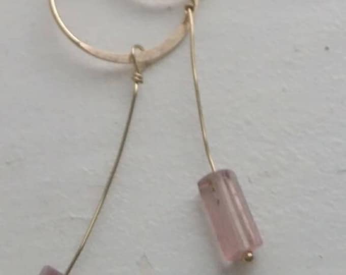 One of a kind pink tourmaline drop earrings