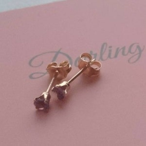 3mm Amethyst Ohrringe, Schiebeohrringe in 14k Gold fill, Februar Geburtstag