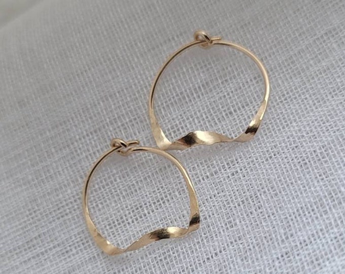 Twisted hoop earrings, D shape hoops,