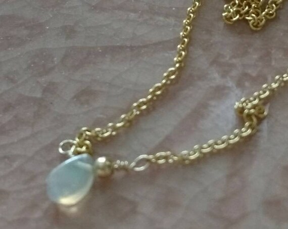 Tiny opal necklace in 14k gold fill chain, delicate layering necklace, October birthday gift for niece, daughter best friend, feminine chic