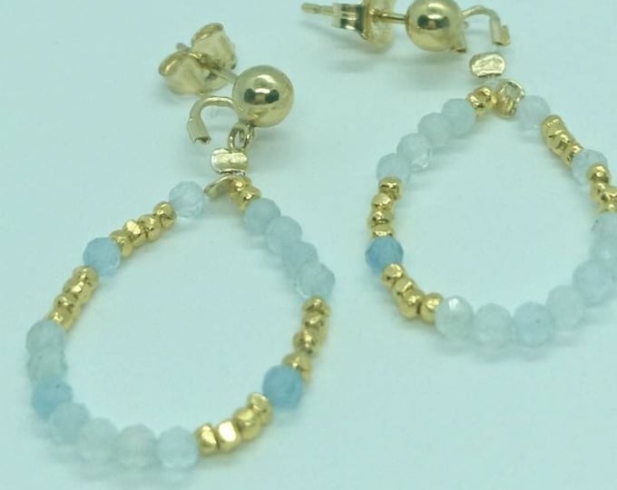 Aquamarine earrings with gold vermeil style nuggets