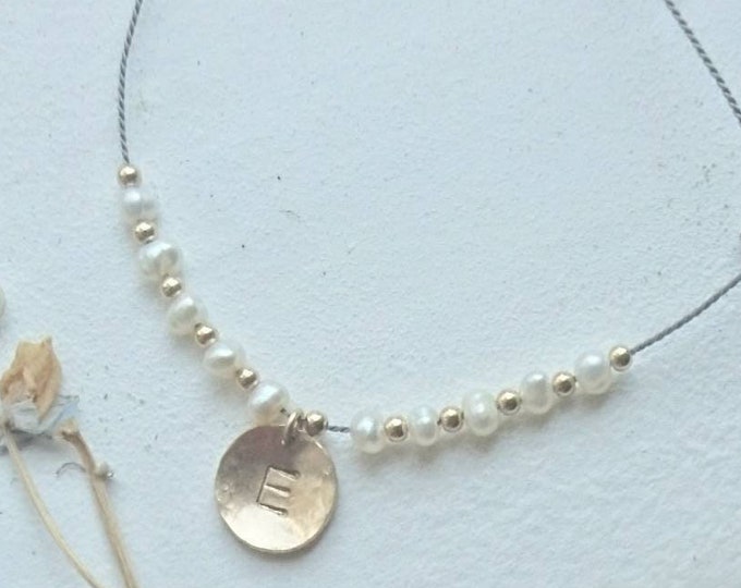 Pearl necklace with personalised tag, June birthday gift for her, personalised gift