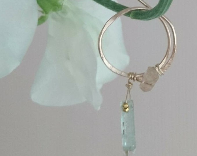 Aquamarine and watermelon tourmaline earrings, drop earrings, boho luxe