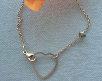 Valentine heart bracelet with rose gold, beach bride, sterling silver bracelet, mixed metal jewellery, dainty jewellery,minimalist bracelets