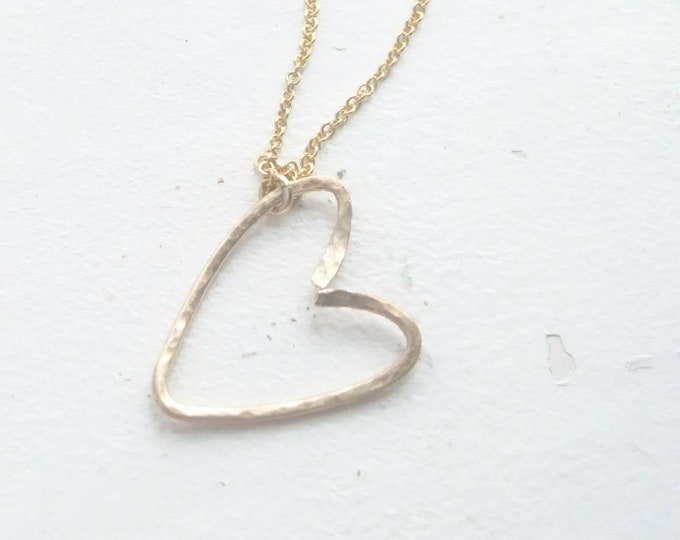 Valentine gift, Heart pendant in 14k gold fill, hammered gold heart, Valentine’s Day gift