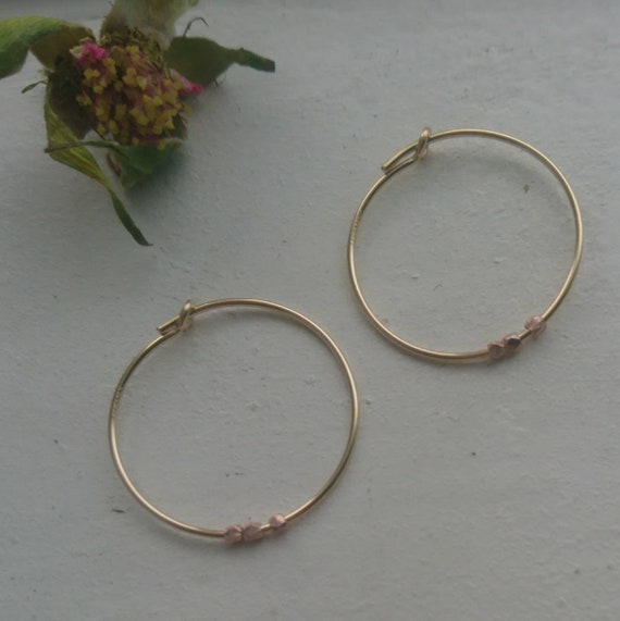 Minimal hoops with rose gold vermeil style nuggets