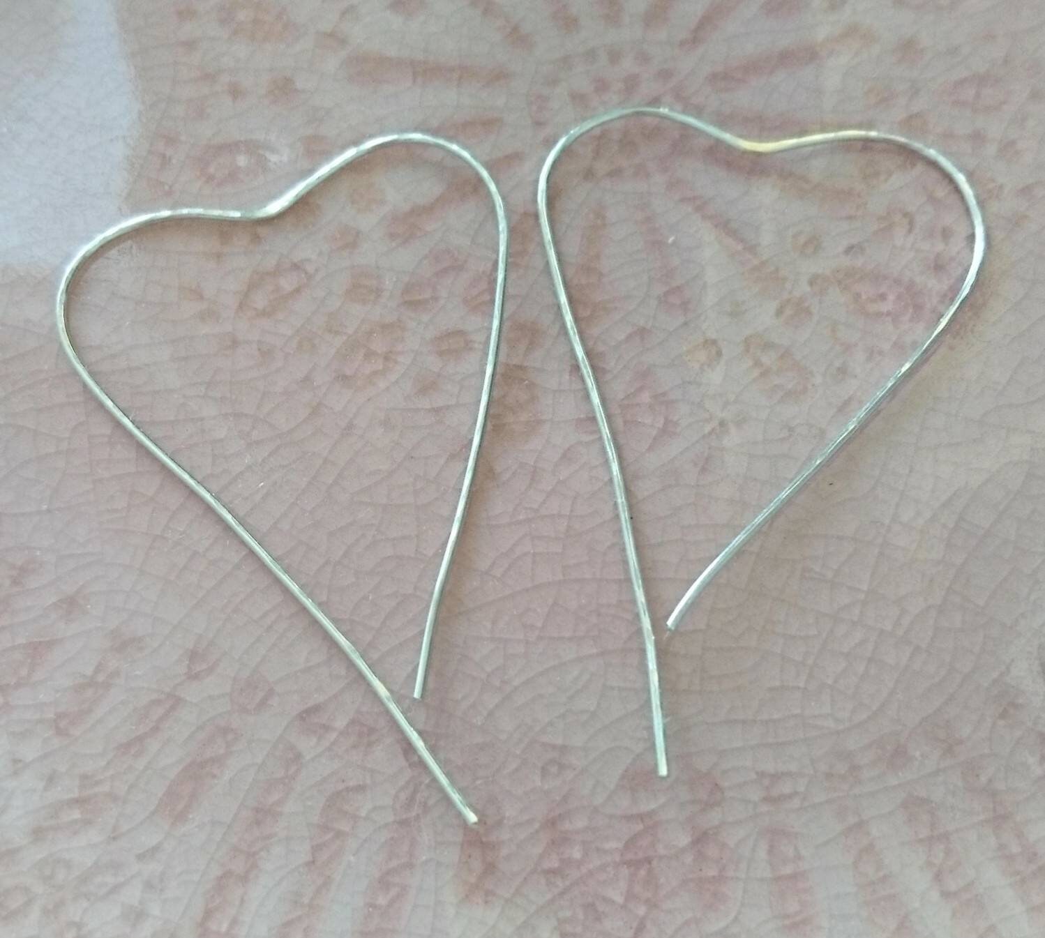 Valentine heart earrings hammered sterling silver, contemporary hearts