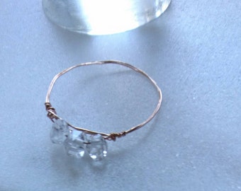 Herkimer diamond rose gold ring, three little words, April birthday gift for her, April birthstone,anniversary present, minimalist jewellery