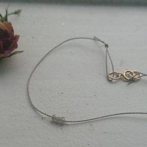 Je t&#39;aime - bracelet en soie et diamants gris à trois facettes - Je m&#39;aime - estime de soi - bijoux en cordelette - cadeau pour elle