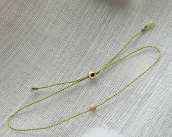 Nylon cord bracelet with 14k frosted bead, minimal jewelry, unisex jewellery, stacking bracelet