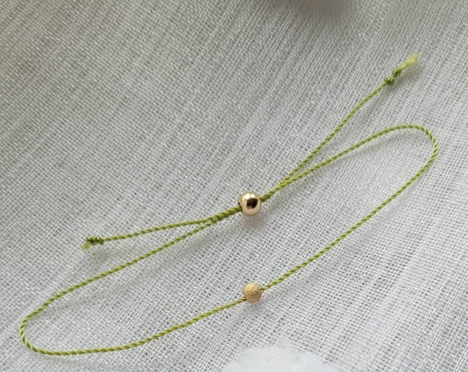 Nylon cord bracelet with 14k frosted bead, minimal jewelry, unisex jewellery, stacking bracelet
